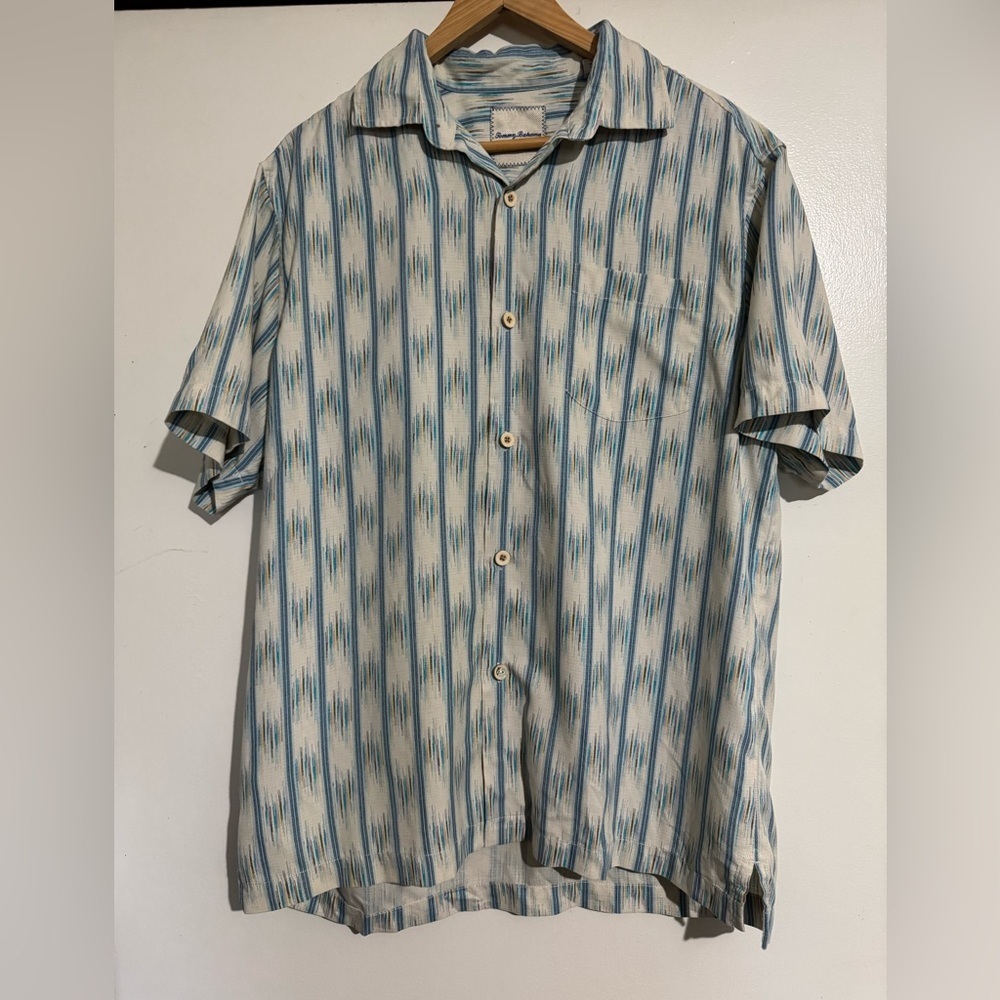 Tommy Bahama Striped Silk blend Men's Shirt Medium